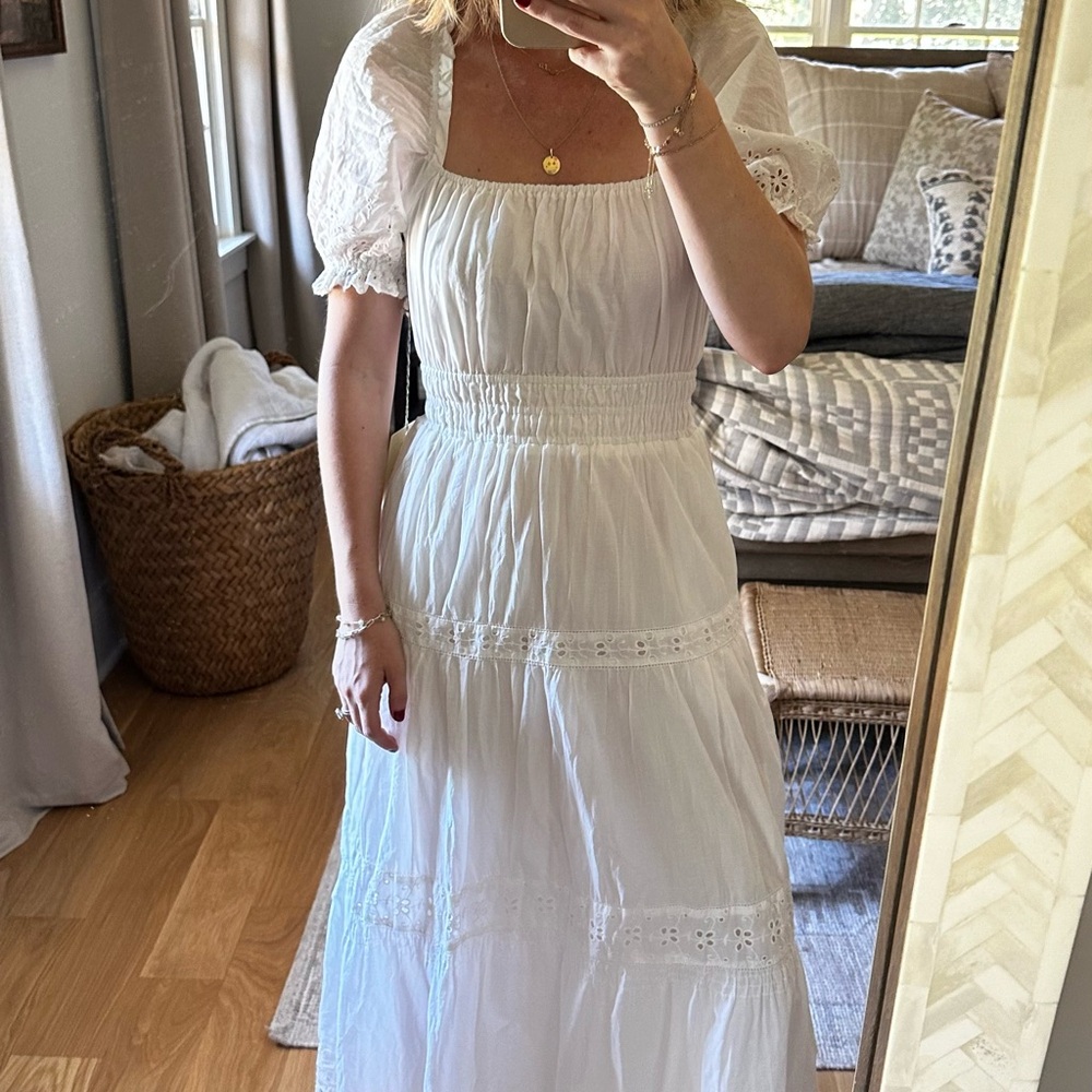 NWT Marguerite Dress Summer Elegant White Dress with Lace Details